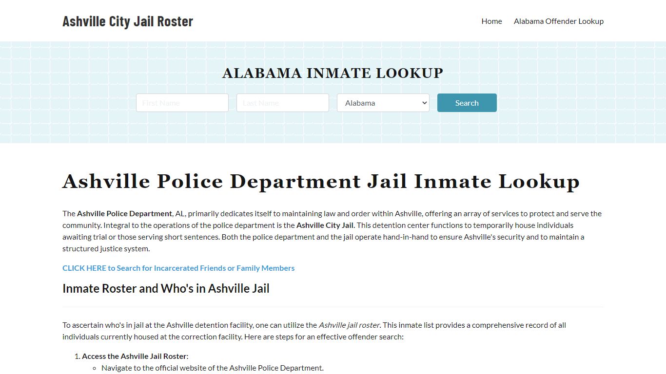 Ashville Police Department & City Jail, AL Inmate Roster, Arrests, Mugshots